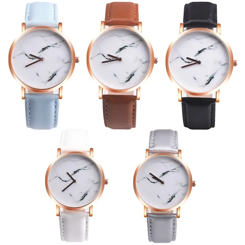 

NO.2 New Watches Women Marble Surface Stainless Steel Band Leather Movement Wrist Watch relojes hombre gift