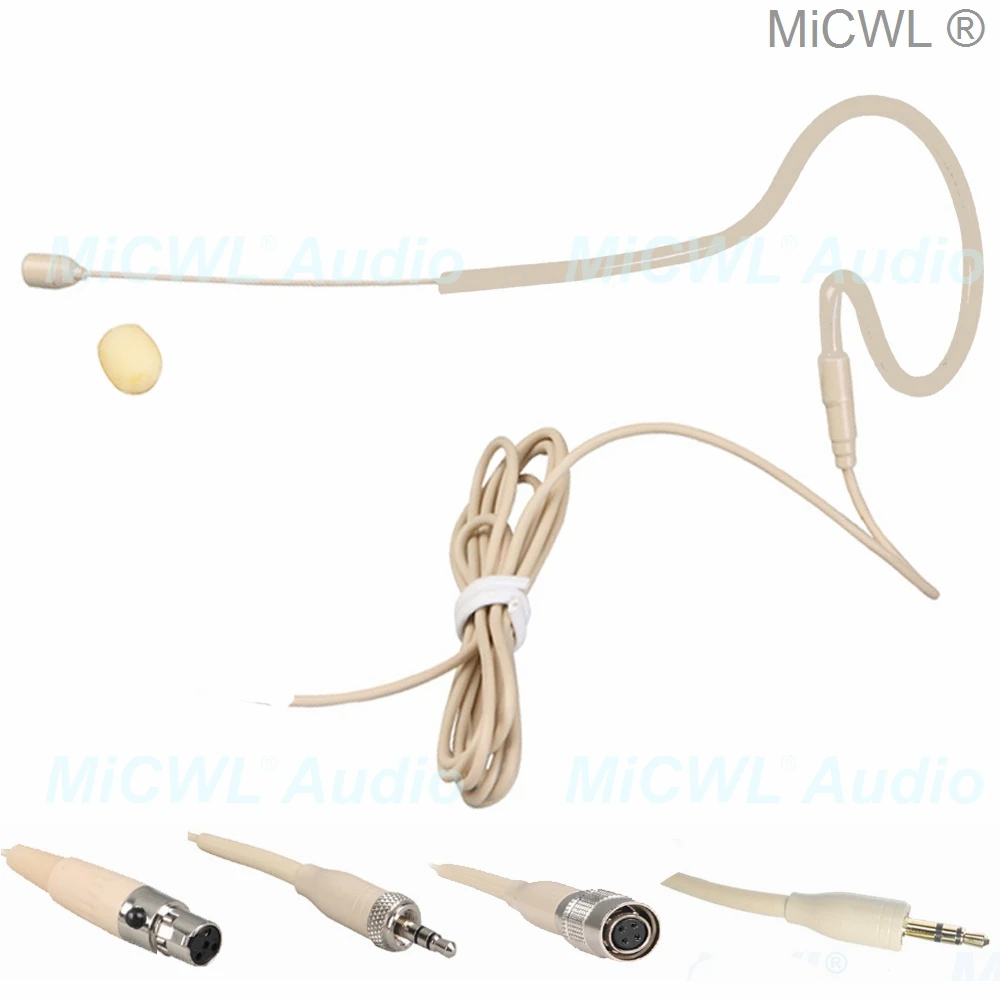 

MiCWL SE02 Beige Single ear hook Headset Microphone for Shure AKG Sennheiser Audio-Technica MiPro Wireless many plug for choice