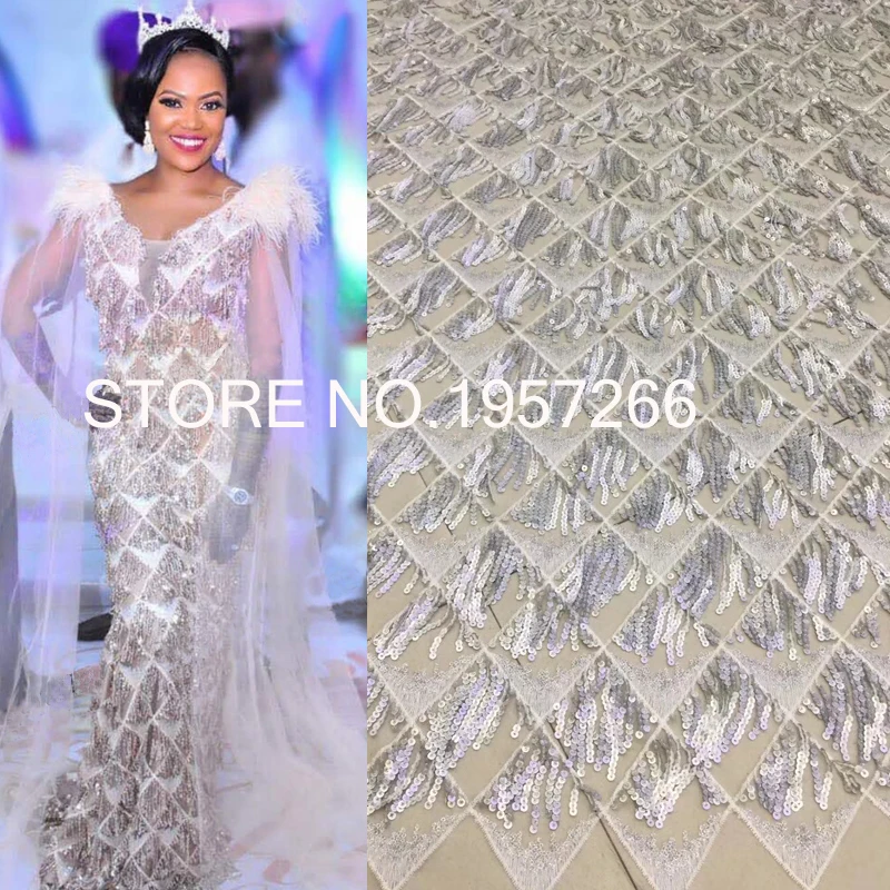 Hot Sale African Sequins Lace Fabric High Quality Cord Trim French For Wedding/Party Dress CD20962 | Дом и сад