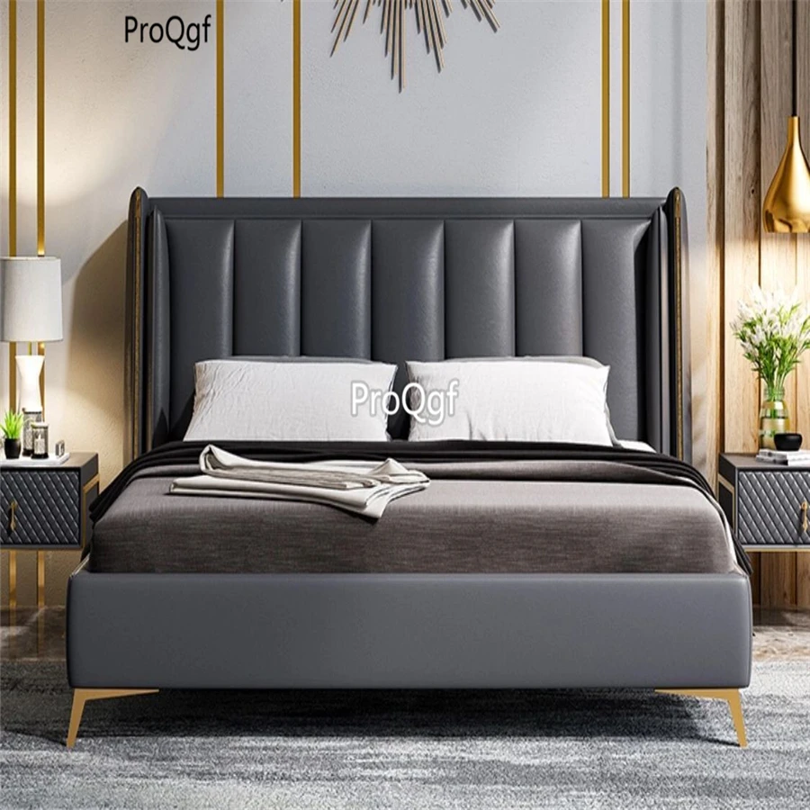 Prodgf 1 комплект простая серая кожаная сельская кровать для спальни | Мебель