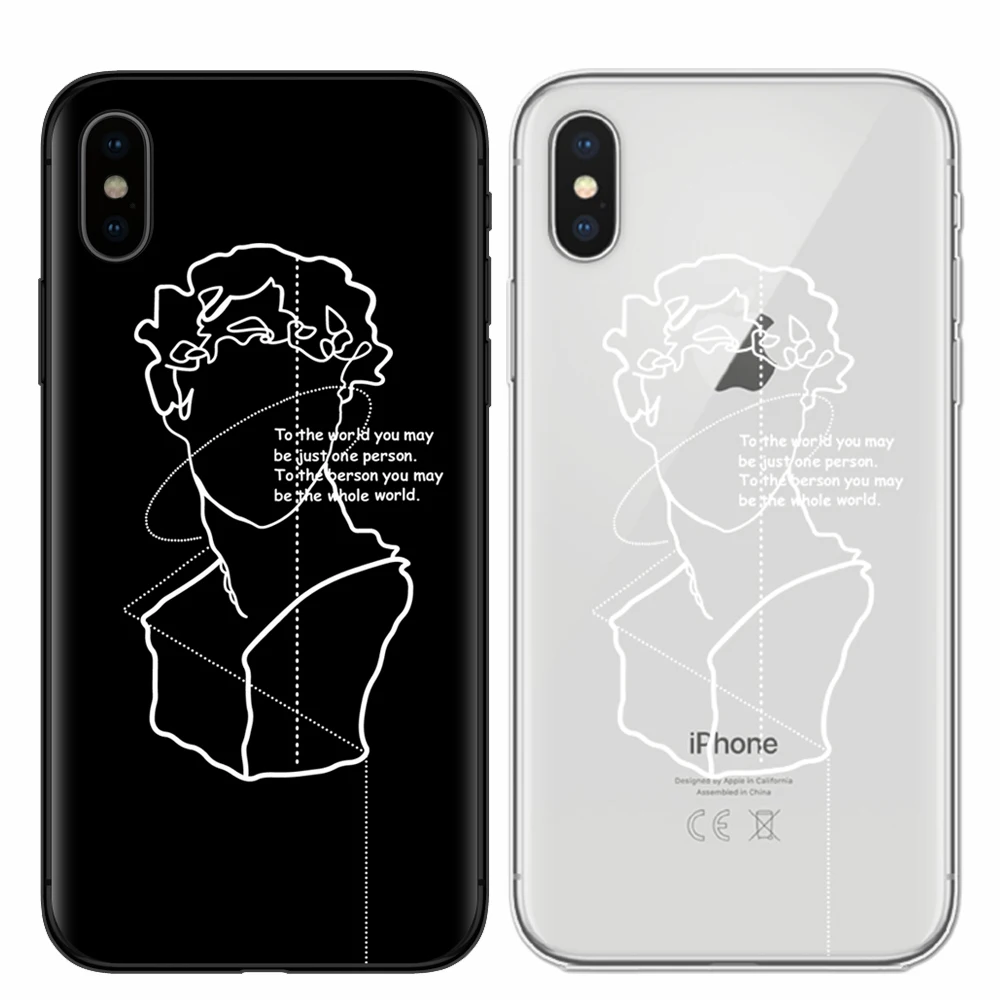 Abstract Art Lines David Print Phone Case For iPhone X XR XS Max 8 7 6 6S Plus 5S SE Cases Fashion Soft silicone Couples Cover |