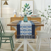 new modern geometric lattice cotton and linen tassel tea flag double layer cotton and linen dining table and table runner