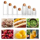 Стеклянная банка из пробки с открытым шариком, без свинца, с крышкой, емкость для хранения бутылок, герметичные чайные банки, зерновые прозрачные банки для хранения кофе