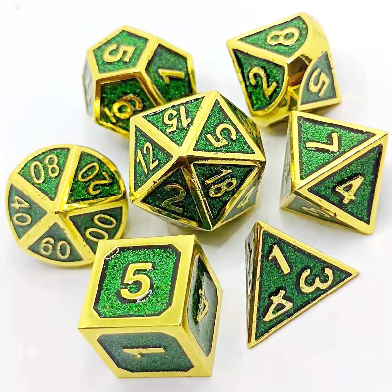 7 шт./компл. Набор цветных игральных костей из металлического цинкового сплава