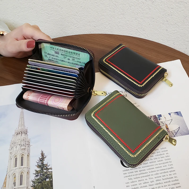 

2021 New Anti Degaussing Zipper Card Bag Fashion Men's and Women's Multi Card Slot Zero Wallet Credit Card Wallet Card Holder