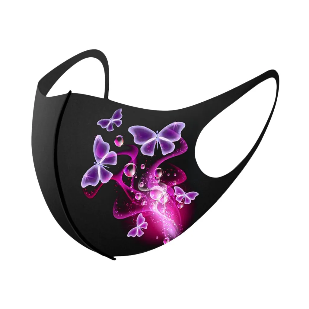 

#1pcs Reusable Black Adult's Masks Multicolor Butterfly Print Protect Face Mask Washable Earloop Face Mask Breathable mascarilla