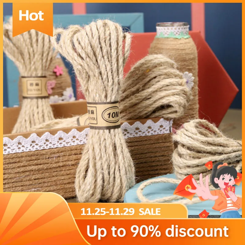 

10M Twisted Burlap Jute Twine Home Decor Cat Rope Thick Natural Hemp Cord Sisal Rope 6mm