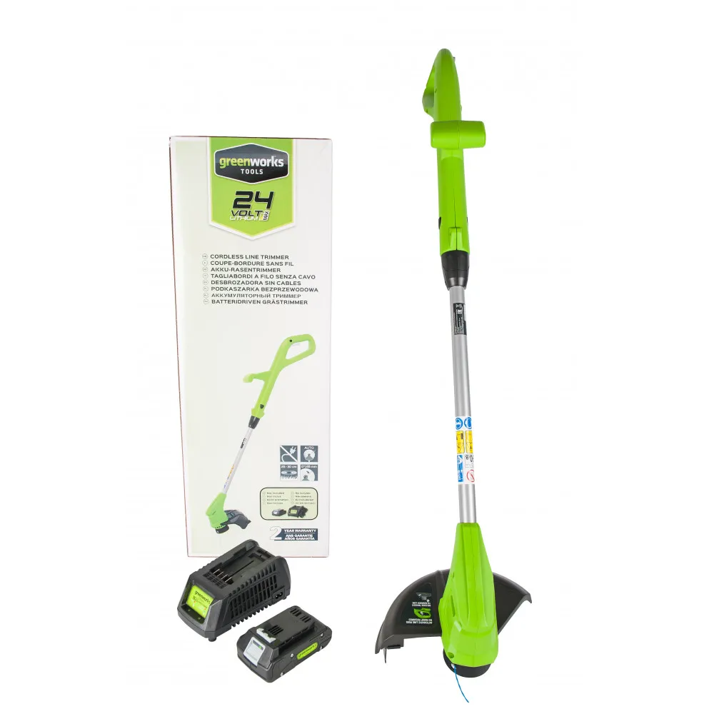 Триммер аккумуляторный Greenworks G24LT30K2 Basic 24V 25 см с 1хАКБ 2 А.ч и ЗУ | Инструменты