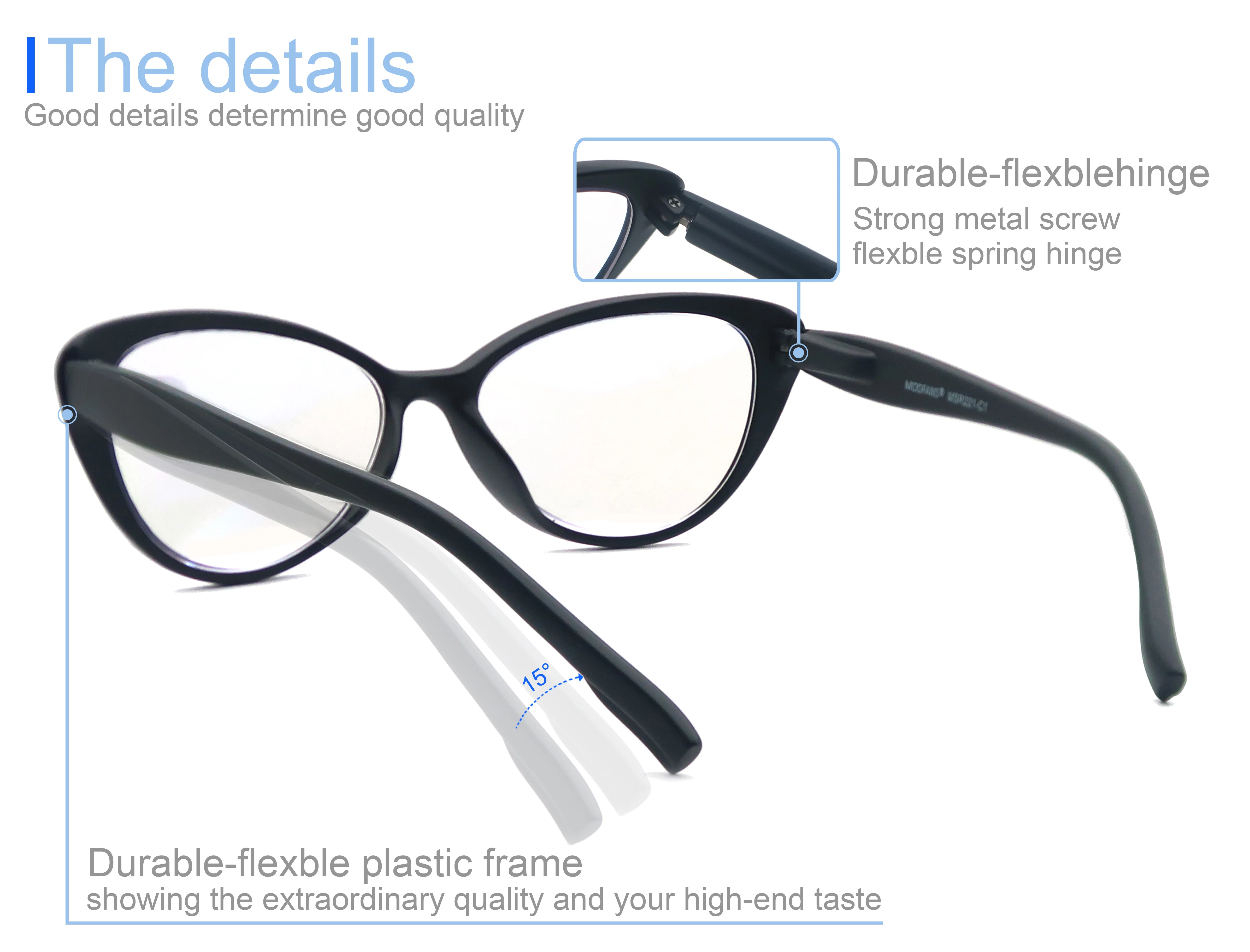 MODFANS Anti Blue Light Blocking Glasses Multifocal Reading Cat Eye Oval Frame Durable Spring HInge for Women Readers | Аксессуары для