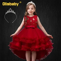2 12years children princess pageant girl cake lotus leaf ceremony wedding party evening dress with tail elegant bridesmaid dress