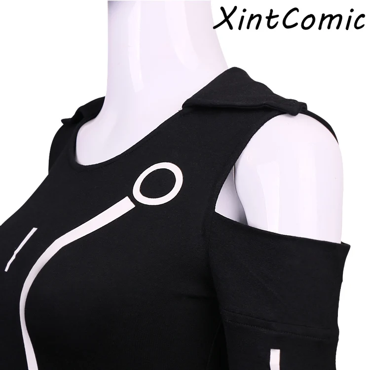 CostumeBuy Tron: Legacy Quorra костюмы для косплея женская черная рубашка светящийся