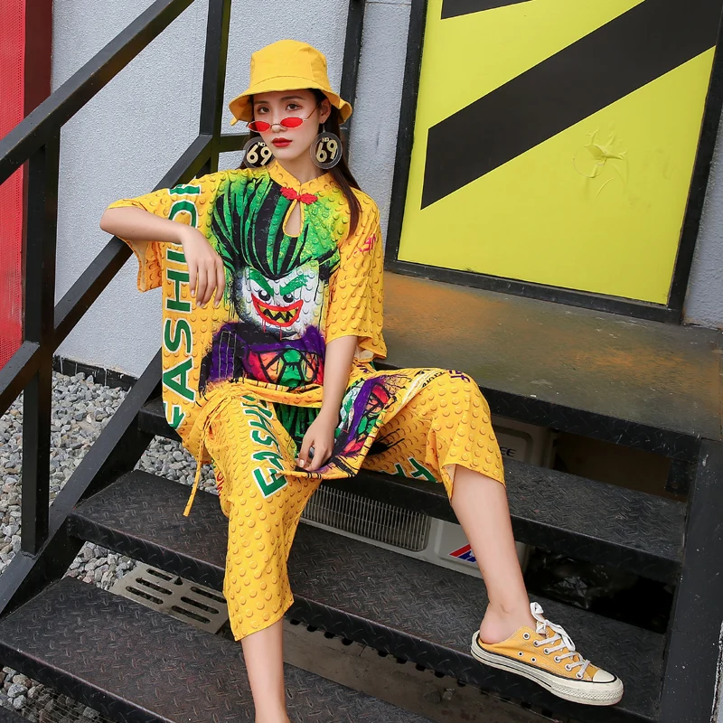 QING MO 6 стилей Женский комплект с героями мультфильмов 2020 женская футболка на
