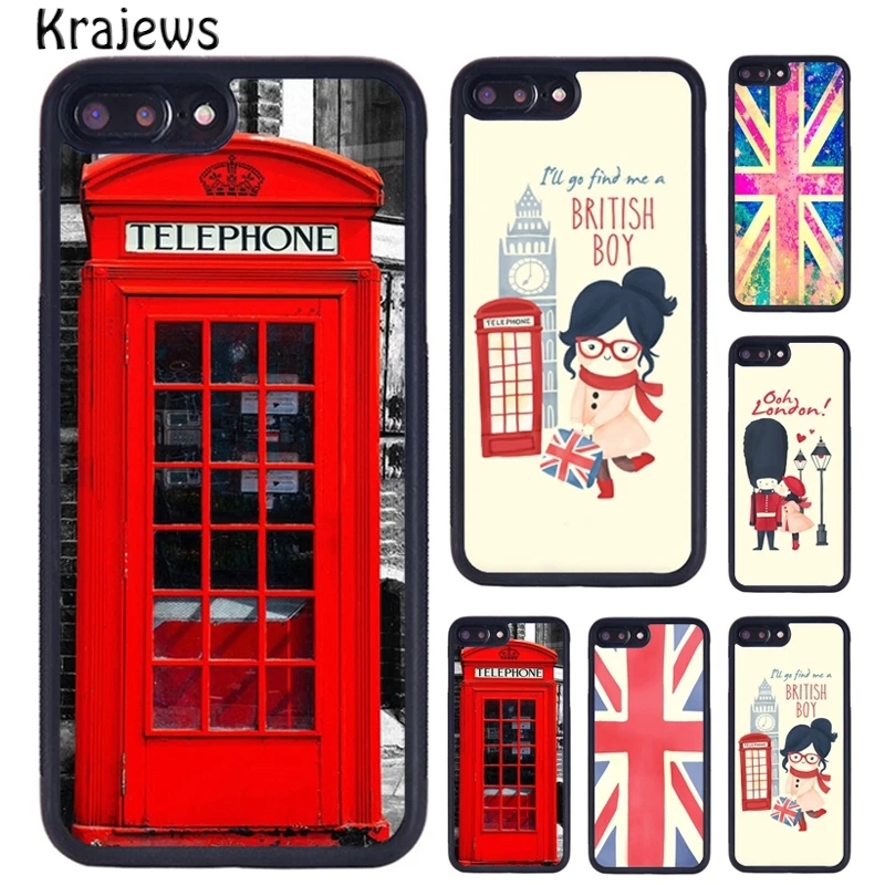 Krajews Telephone Box London Union Jack Phone Cases For iPhone 5 6S 7 8 plus 11 12 13 Pro X XR XS Max Samsung Galaxy S8 S9 S10 | Мобильные