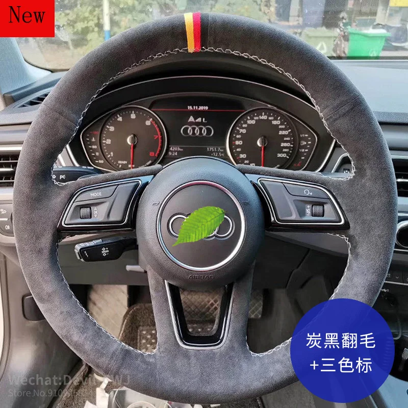 

DIY car steering wheel covers for audi a2 (8z) a3 (8l) a4 (b5 b6) avant a6 (c5) a8 (d2) s4 suede hand-stitched Grip accessories