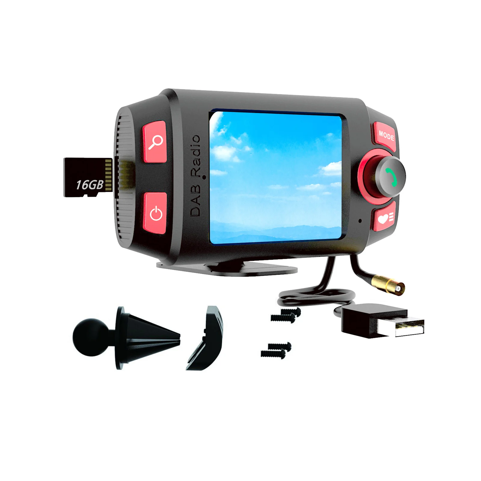 

Многофункциональный питаемые через USB порт Bluetooth 2,4-дюймовый Цвет Дисплей автомобиля 170-240 МГц DAB приемник FM радио передатчик автомобиля музы...