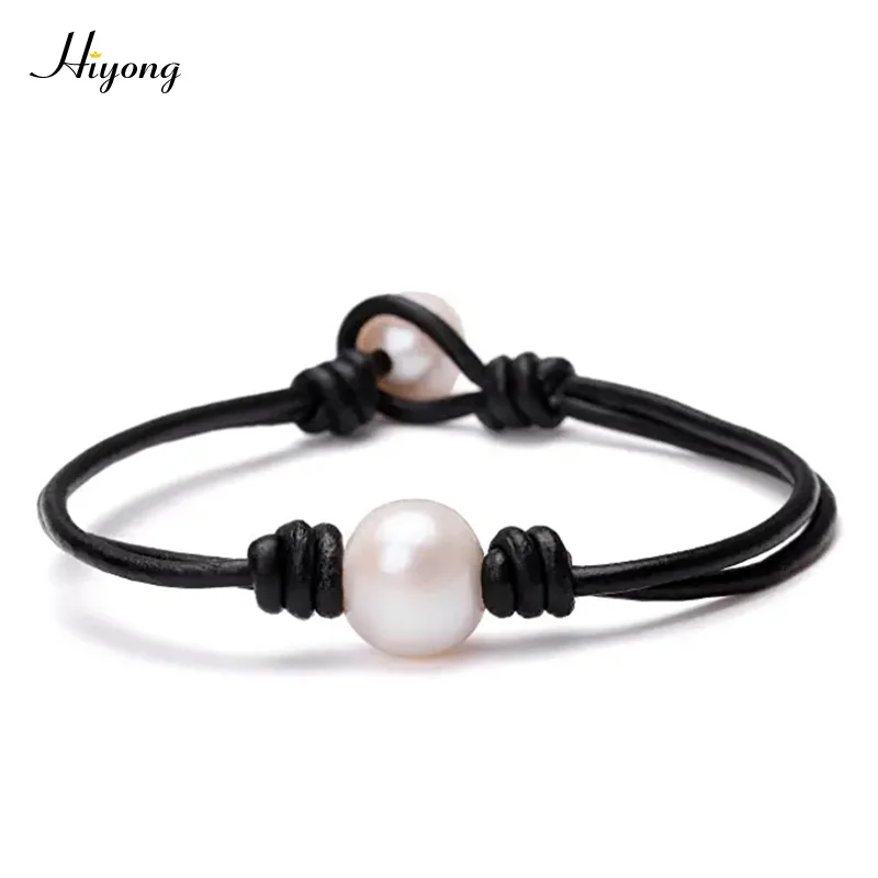 Pearl Bracelet-2 Белый один жемчуг кожа колье ожерелье для женщин девушек шнур из натуральной кожи ожерелье с узелками колье ручной работы ювелирные изделия подарок - Окраска металла: Pearl Bracelet-2