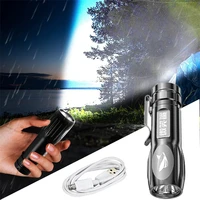 3 lighting modes led flashlight usb rechargeable fixed focus flash light portable hiking torch ipx6 waterproof mini flashlights
