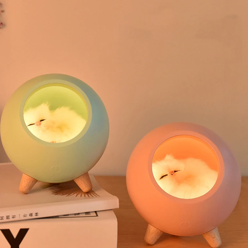 Touch Sensor Led Night Light Cute Cat Bluetooth Speaker Music Lamp USB Rechargeable Desk Table Children's Room | Лампы и освещение