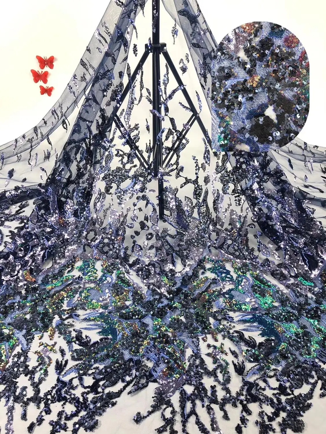 

African Lace Fabrics 2020 High Quality Lace Nigerian Tulle Lace Fabric embroidered French Net Lace Fabric JIAJIAJA058