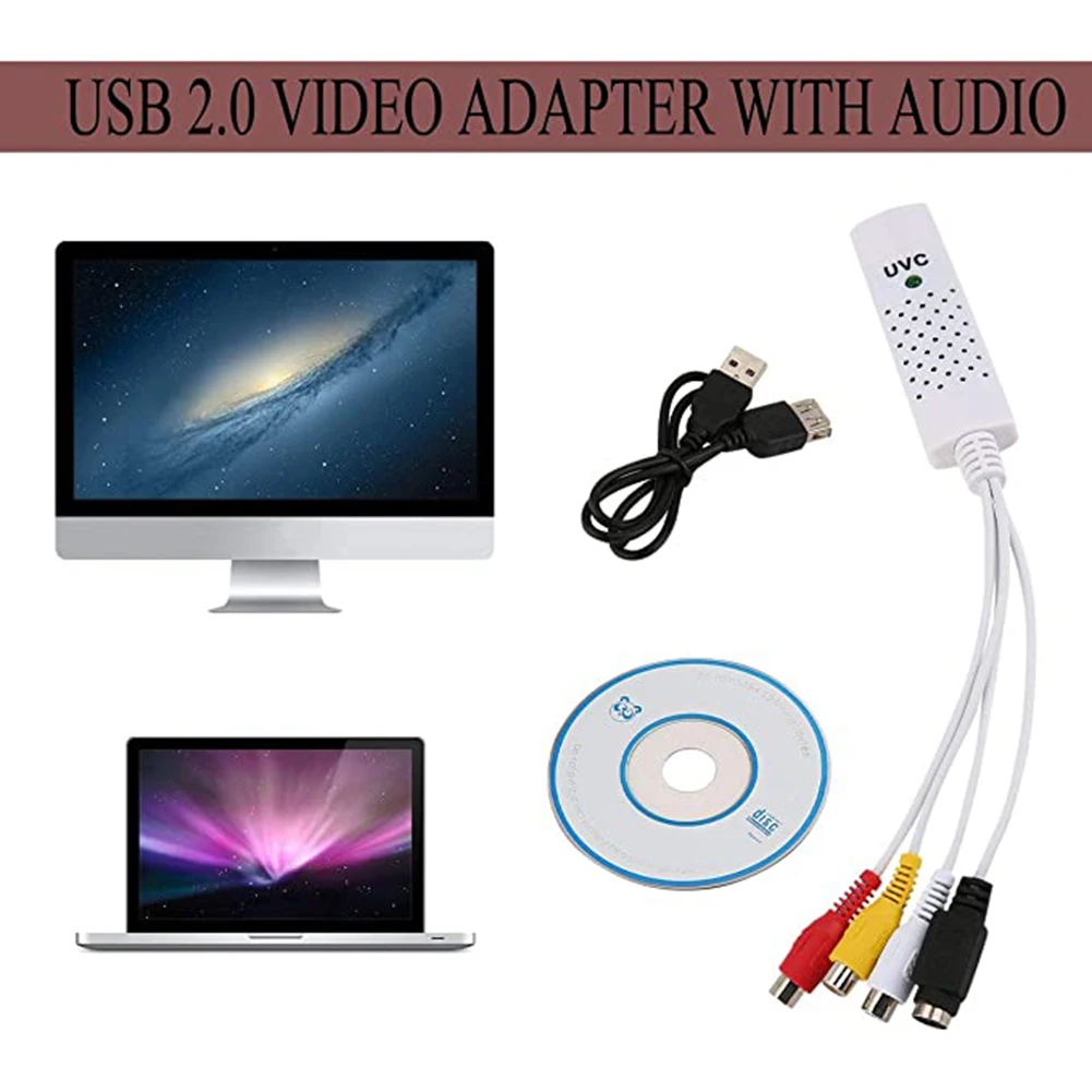 Портативный адаптер видеозахвата USB 2 0 VHS на DVD Карта для Win7/8/Vista JR сделки 1 комплект