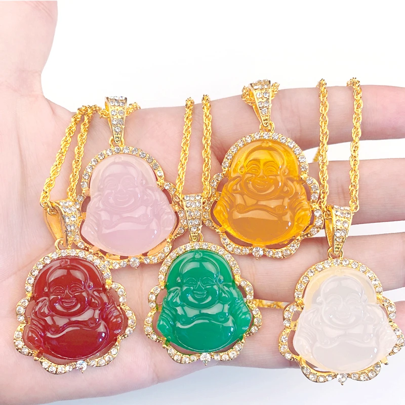 

Classic cute exquisite Maitreya Buddha statue pendant necklace ladies men lucky jewelry amulet