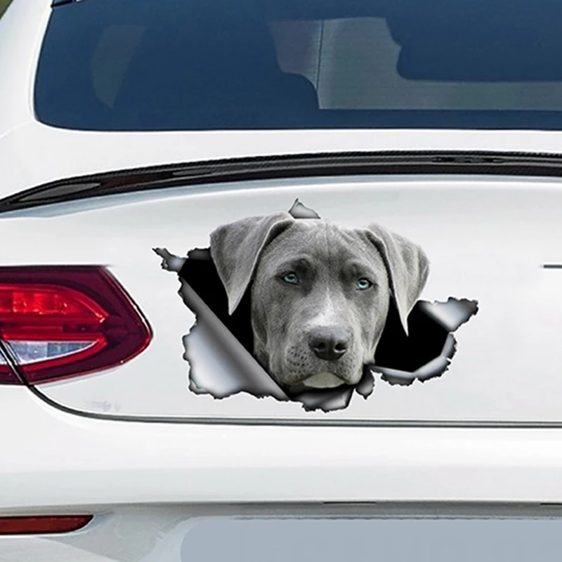 

Hot Cartoon Grey Weimaraner Car Sticker Torn Metal Decal Reflective Stickers Waterproof 3D Car Styling Pet Dog Decal 13cm X 9cm