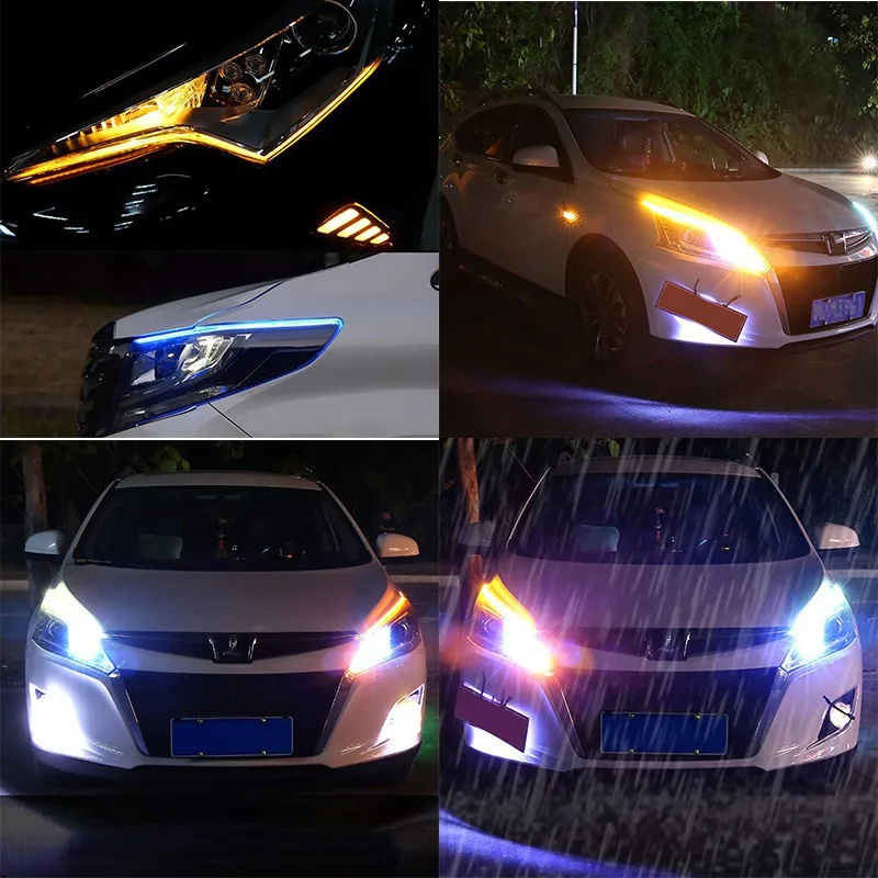 

2 шт. автомобисветильник s 2835 SMD 3 0 см Тонкая последовательная гибкая светодиодная лента DRL сигнала поворота светосветильник Водонепроницаем...