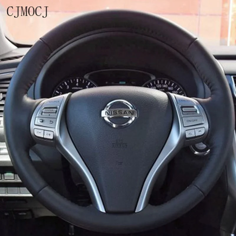 

for Nissan Qashqai Teana Tiida X-TRAIL Bluebird Sylphy Hand-Stitched Black Suede Steering Wheel Cover Interior Car Accessories
