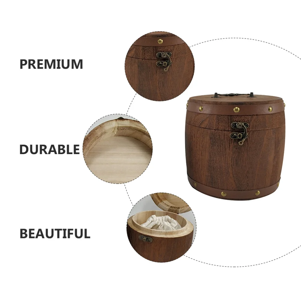 

1 Set Vintage Tea Wooden Bucket Portable Storage Holder Tea Box (Light Brown)