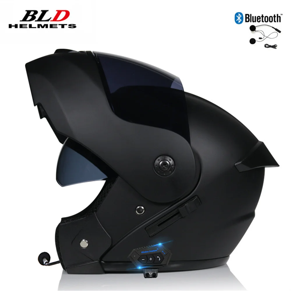 BLD Modular Flip Up Electric Motorcycle Cool Bluetooth Helmet Men Classic Safety Downhill Motocross Racing Full Face Casco Moto enlarge