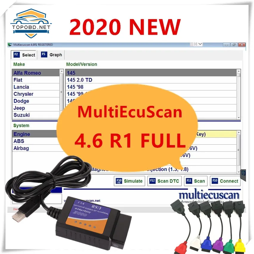 2021 горячая Распродажа MultiEcuScan V4.6 зарегистрированный неограниченный мультиэбу