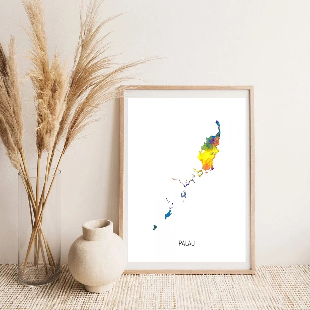

Карта Палау Акварельная Художественная печать холст плакат