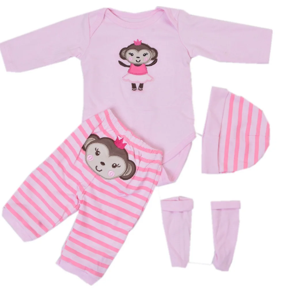99% хлопок Reborn Baby Doll комплект одежды подходит для 22-23 дюймов Bebe девочки куклы