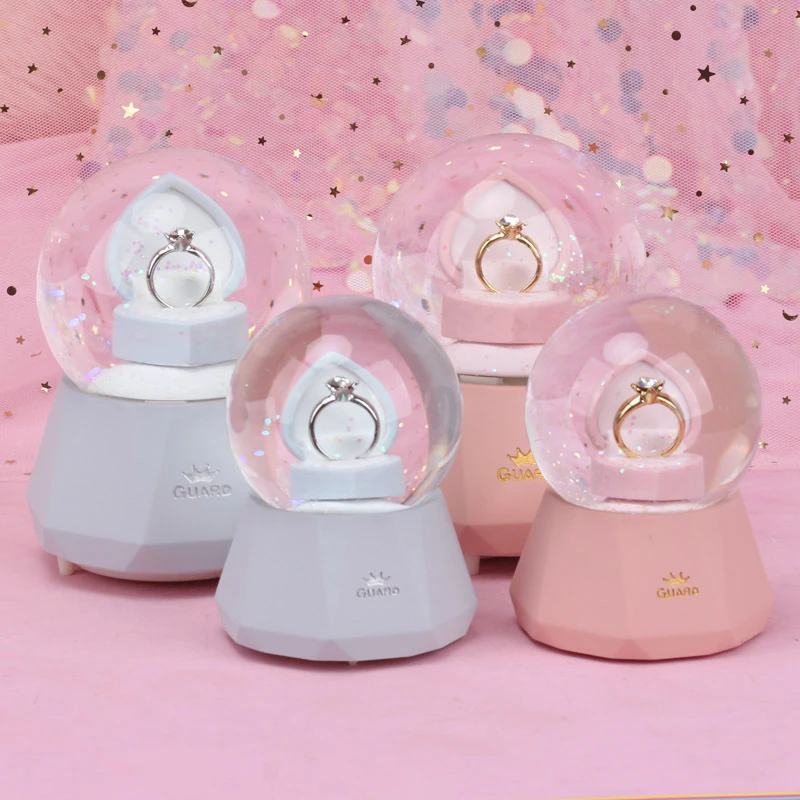 Новый дизайн хрустальный шар с бриллиантовым кольцом Миниатюрные модели фигурки