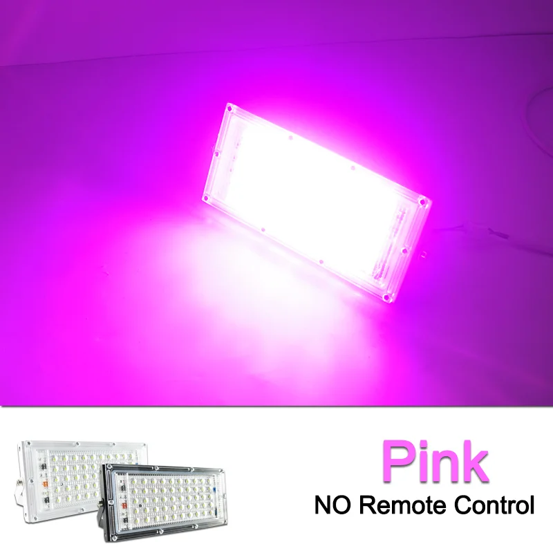 2 шт. Светодиодный прожектор светильник 50 Вт RGB Светодиодный прожектор светильник пульт дистанционного управления чип COB Светодиодный уличный фонарь AC220V 240 Вт водостойкый LED IP65 открытый светильник Инж - Испускаемый цвет: Pink