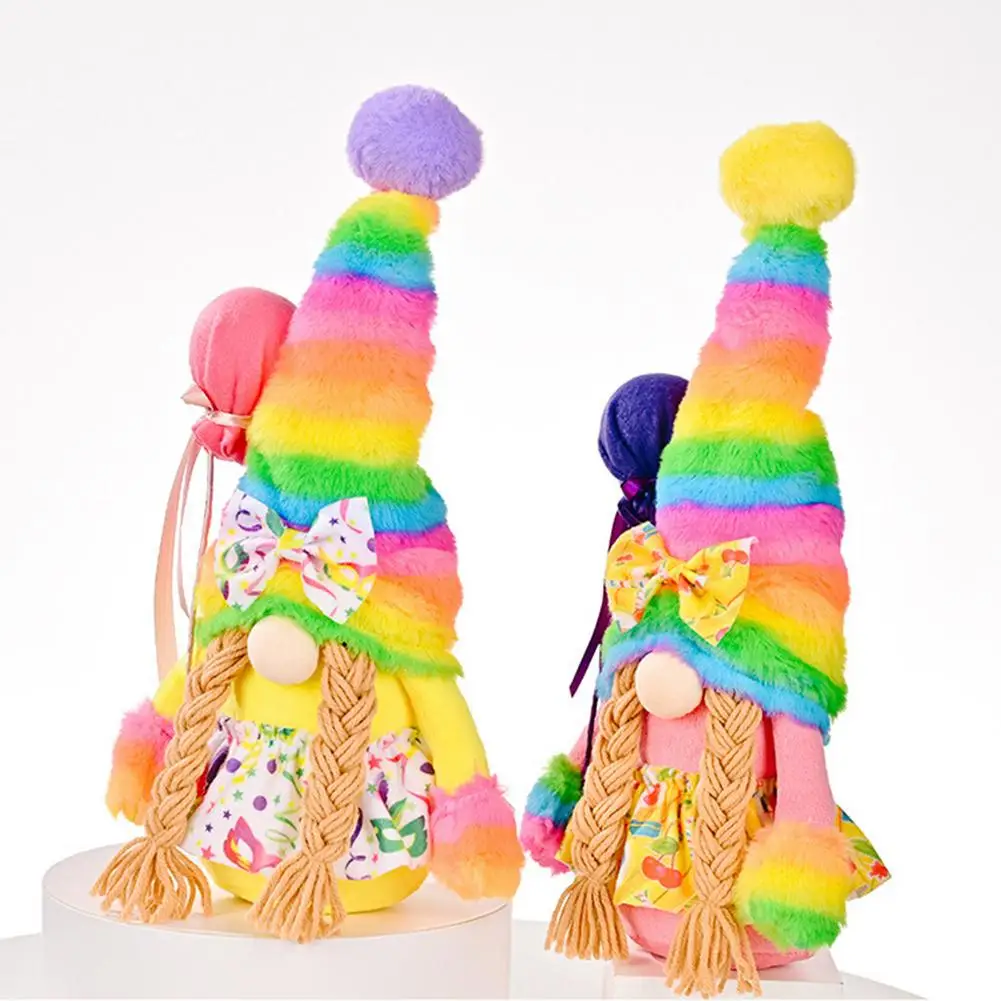 

Rainbow Cap Gnome Birthday Gift Faceless Doll Cute Handmade Plush Dwarf Rudolph Doll Farmhouse Home Ornament