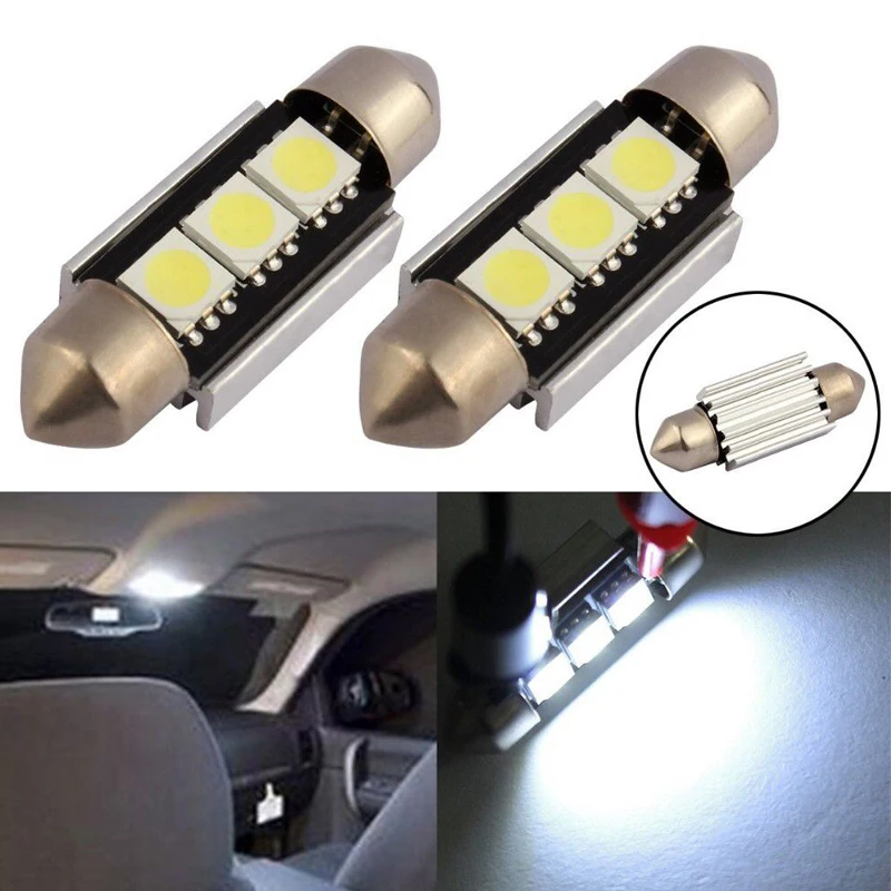 5x автомобилей Canbus Error Free C5W гирлянда 3 SMD 5050 Светодиодный светильник s 36 мм/39 мм анти