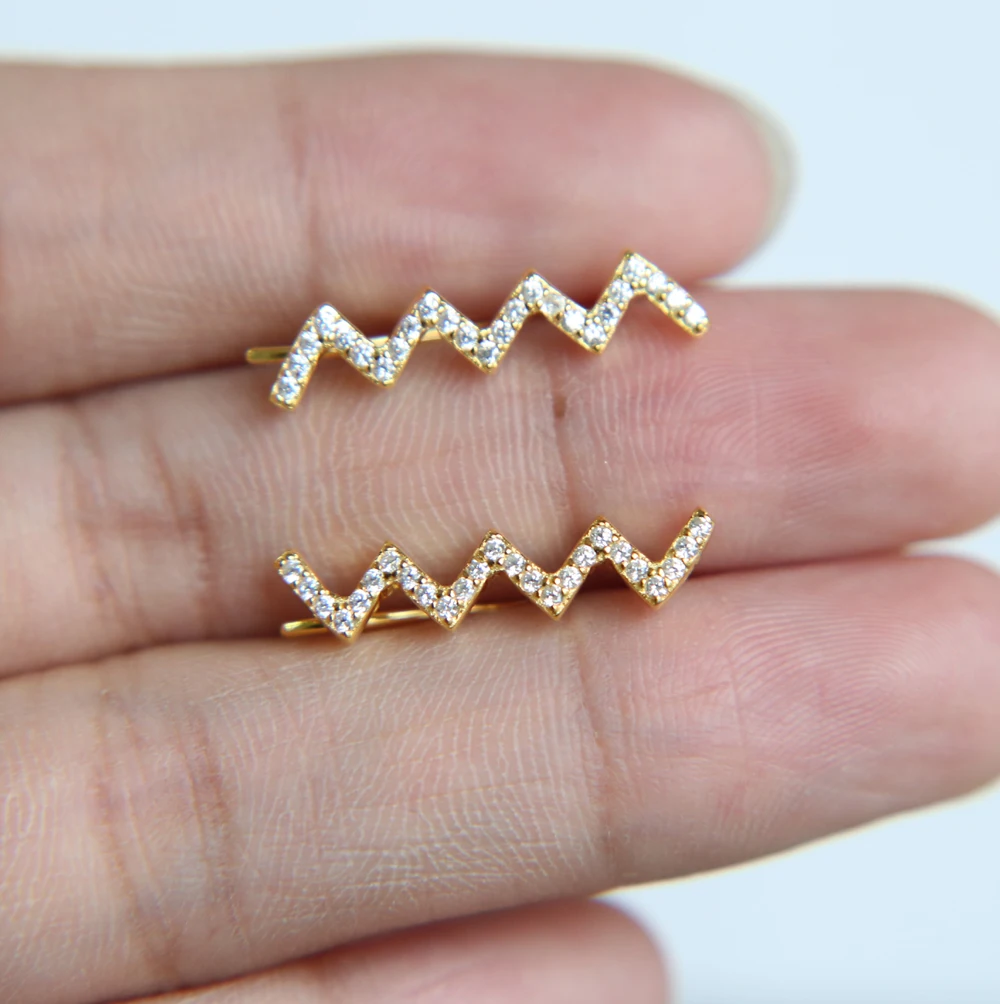 2017 весенние роскошные микро проложить cz 925 пробы серебряные волнистые линии