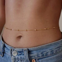 women goldsilver color bikini belly chains bohemia beads beach natural decorations festival party chain body jewelry 2021