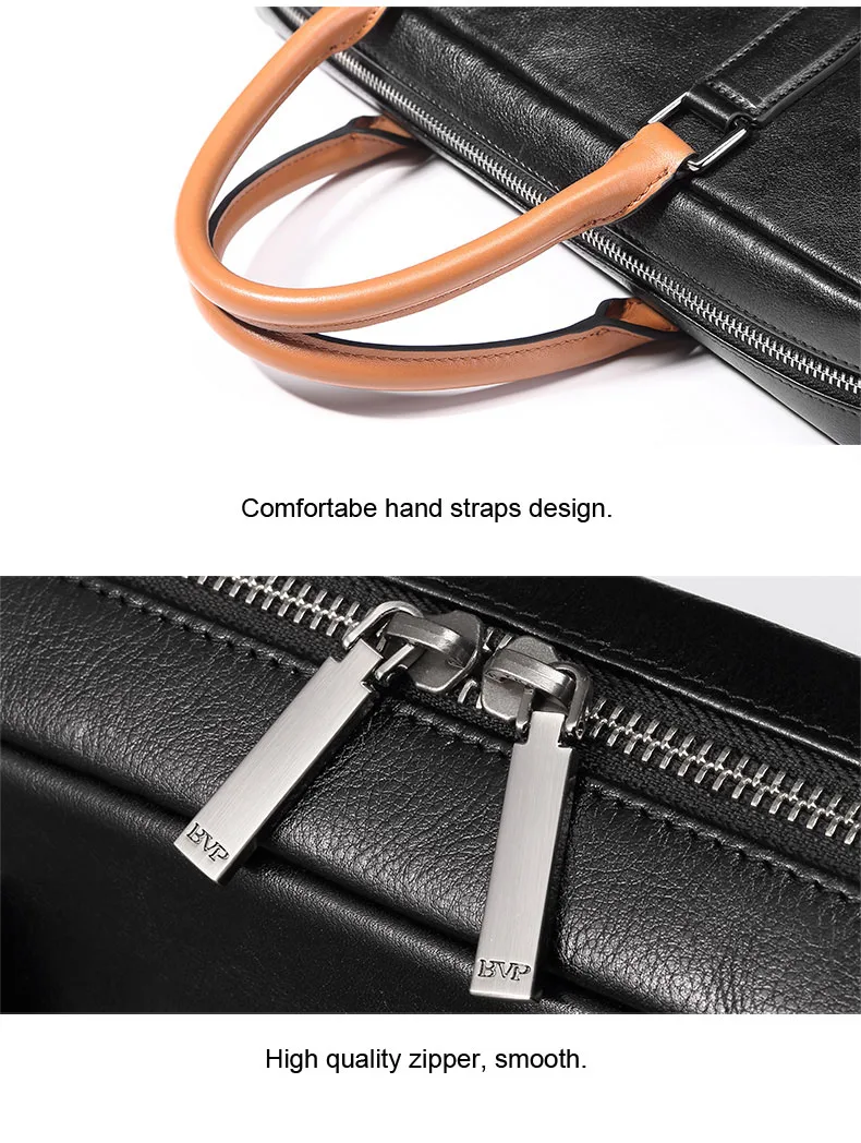 

BVP Famous Brand High Quality Men Briefcase Real Leather 13 inch Lapotp Business Man Briefcase Fashion Male Shoulder Bag New 50
