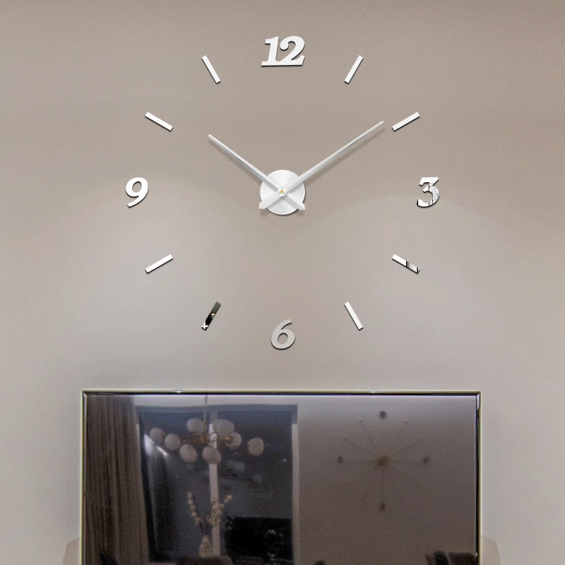 Акриловые большие настенные часы наклейка для гостиной Декоративные