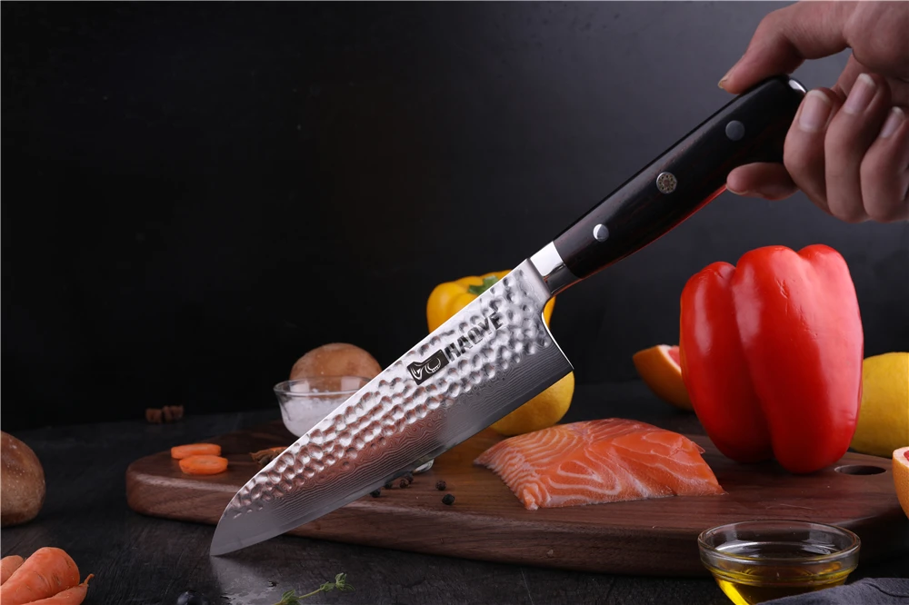 HAOYE 5 шт Дамасские кухонные ножи Повара Набор ножей с ручкой из палисандра три заклепки fulltang классический кухонный инструмент столовые приборы подарок