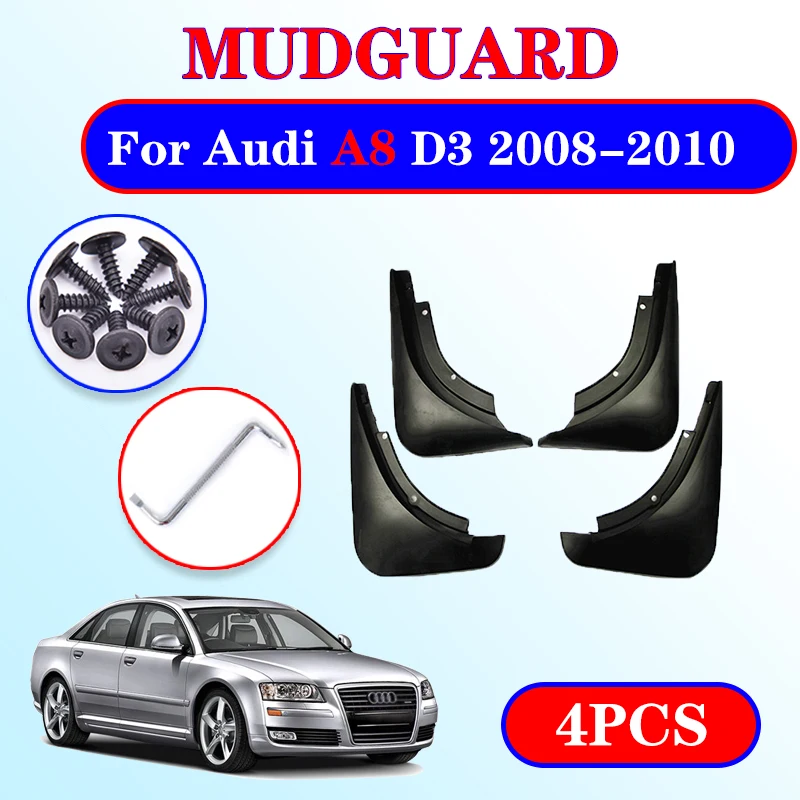 

4 PCS Front Rear Car Mudflap for Audi A8 D3 2008 2009 2010 Fender Mud Guard Flap Splash Flaps Mudguards Accessories 2nd 2 Gen