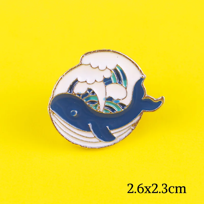 Инь Ян кои Карп брошь на булавке для воротника брошка лацканы Pin Fish Wave Sea Китовая