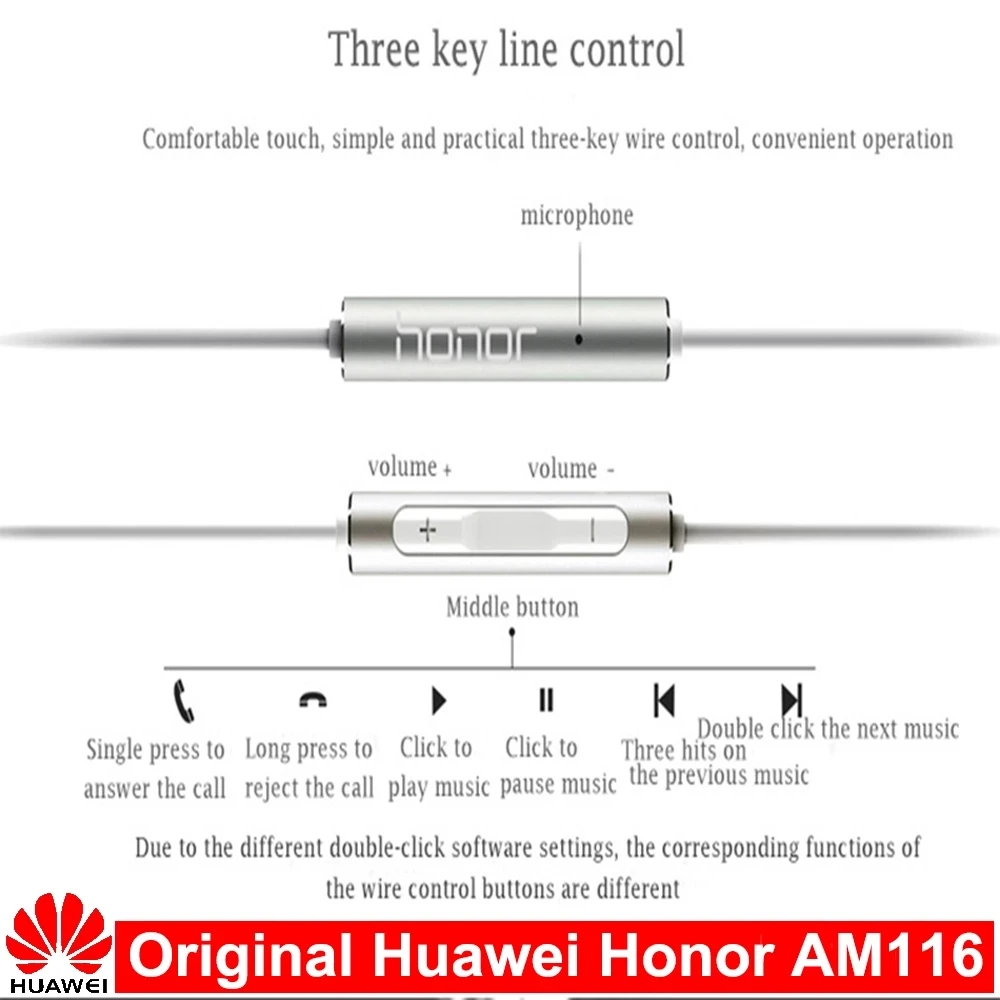 For Huawei 3.5mm Earphone Honor AM116 Headset Mic for HUAWEI P7 P8 P9 Lite P10 Plus 5X 6X Mate 7 8 9 smartphone | Компьютеры и офис