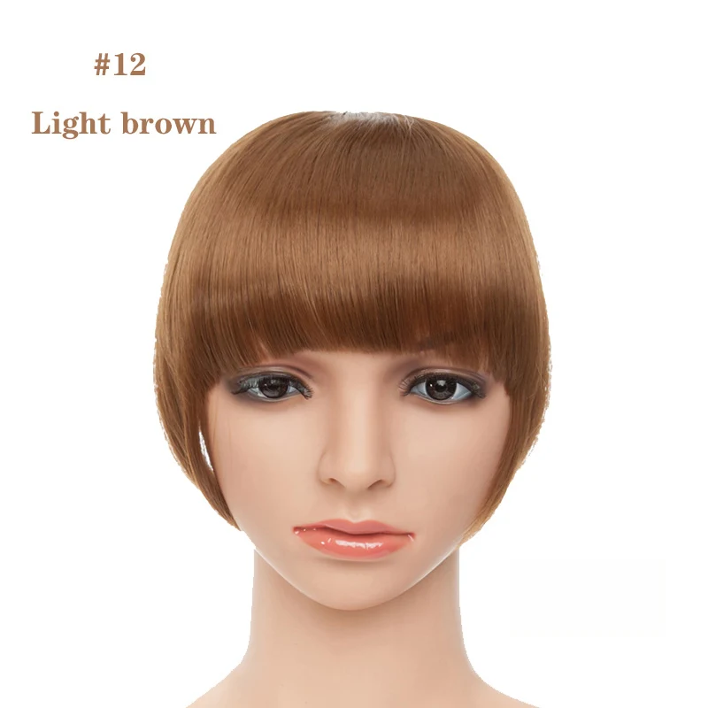 light brown S-noilite, 8 дюймов, синтетические волосы на заколках для наращивания, для женщин, спереди, затычки, бахрома, волосы, черный, коричневый, челка, 2 зажима, ins - Цвет: light brown