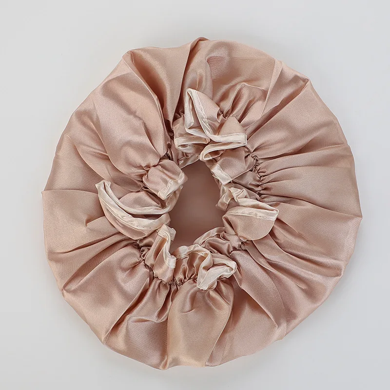 

1pc Waterproof Bath Hat Double Layer Adjust Solid Satin Shower Hair Cover Adult Women Supplies Shower Caps Bathroom Accessories