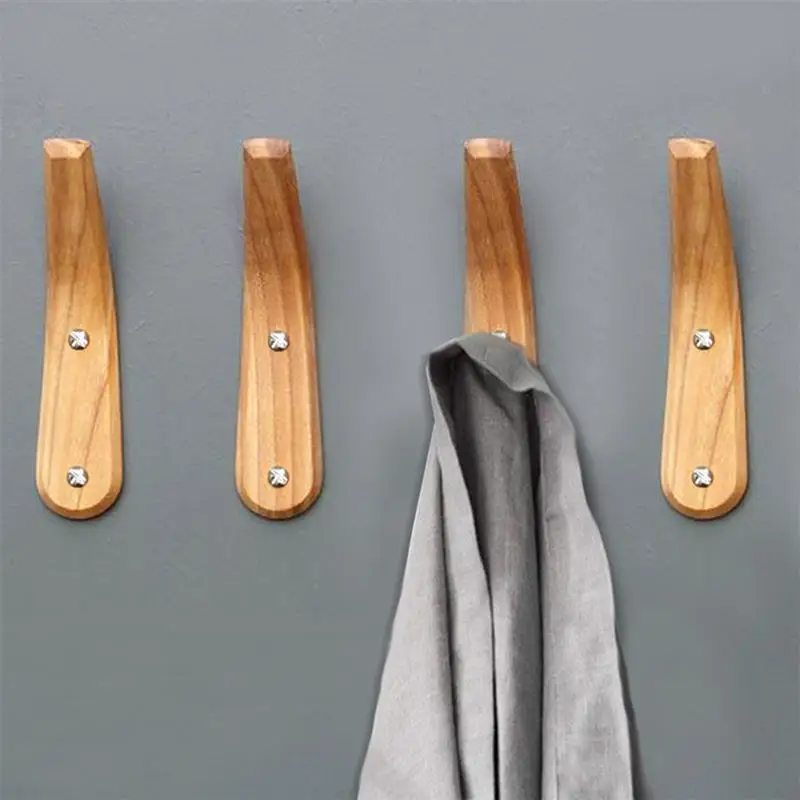 

2pcs Wooden Towel Coat Hook Wall Decoration Hooks Clothes Hat Hanger Towel Rack Single Organizer Hangers Multi Functional Hooks