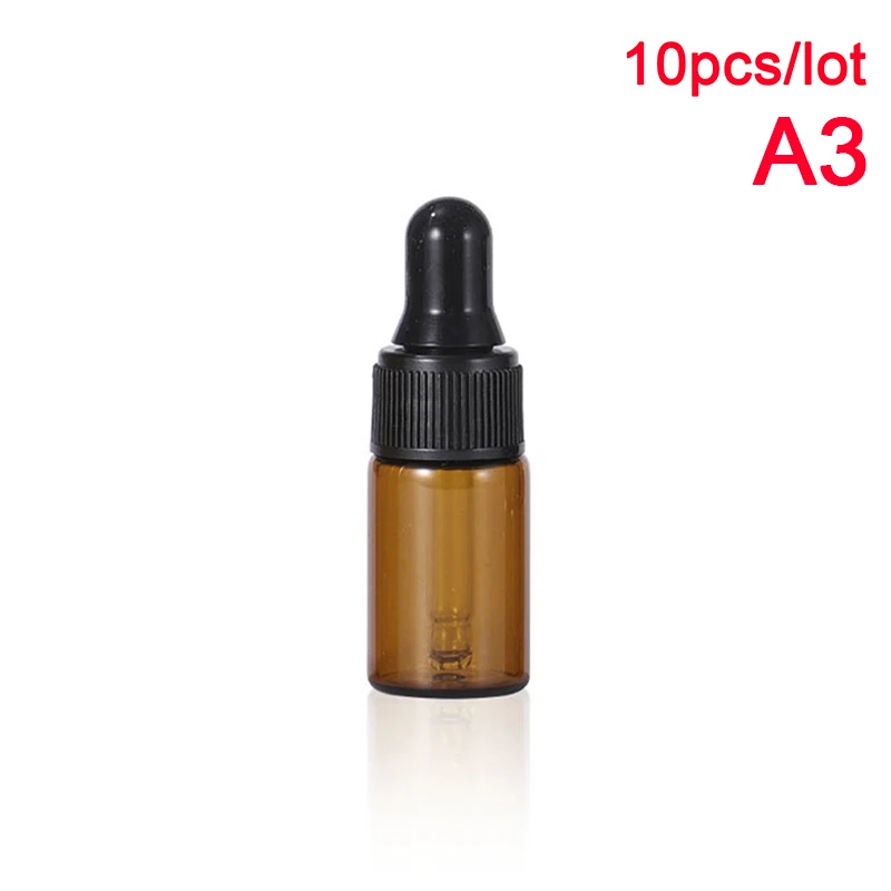 10 шт. 1/2/3/5 мл пустой Янтарный стеклянный флакон капельница бутылка с пипеткой