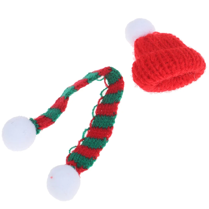 

1/6 1/12 doll house Miniature Christmas Hat + Scarf doll house Accessories Decor Best Xmas Gift for Baby Kids Girls